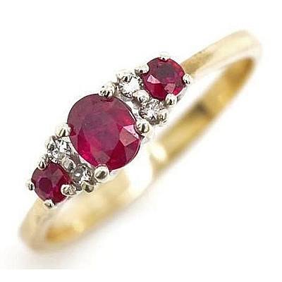 Ruby & Diamond Ring - 9ct Gold