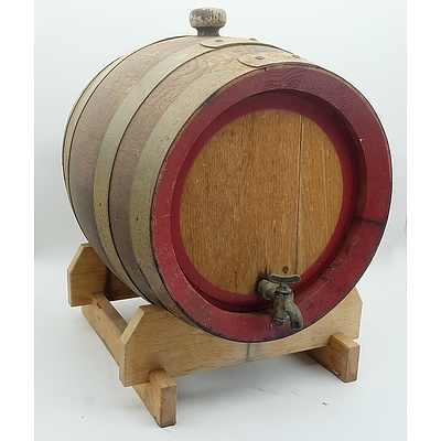 Vintage Metal Bound Oak Barrel