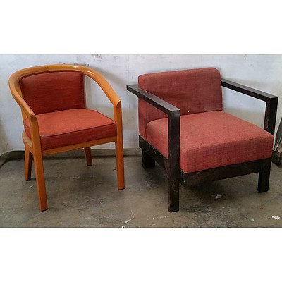 Group of Red Upholstered Armchairs