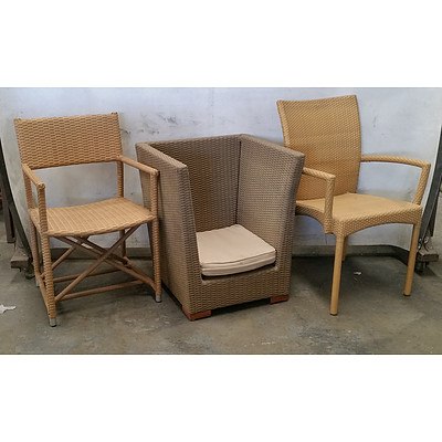 Three Wicker Outdoor Chairs Including Rauch and Satara