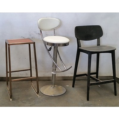 Group of Nine Various Bar Stools and Chairs