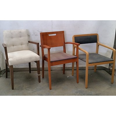 Group of Wooden Framed Armchairs With Upholstery