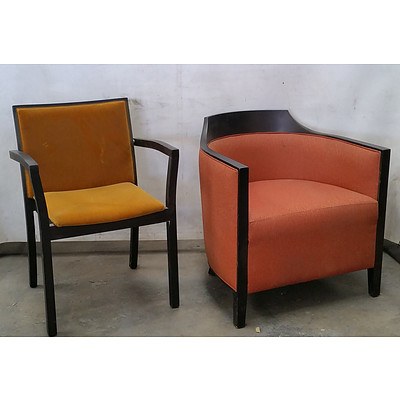 Group of Wooden Framed Armchairs With Upholstery