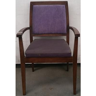 Timber Chair With Purple Fabric - Lot Of 2