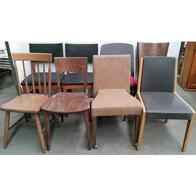 Contemporary Stained Hardwood Occasional Chairs - Lot of Eight