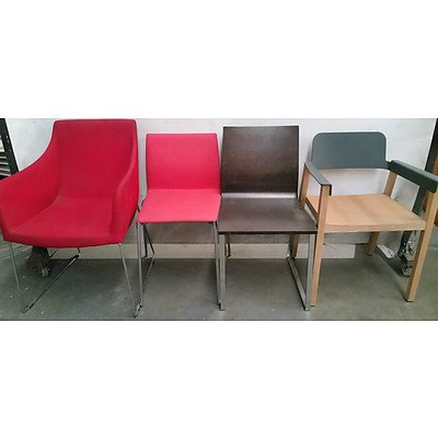 Contemporary Stained Hardwood Occasional Chairs - Lot of Four
