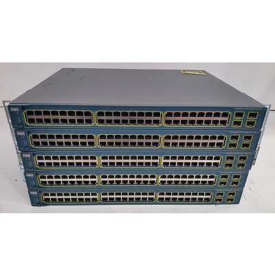 Cisco (WS-C3560-48PS-S V05) Catalyst 3560 Series PoE-48 48-Port Fast Ethernet Switches - Lot of Five