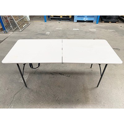 Three 1.8m Fold-up Plastic Trestle Tables
