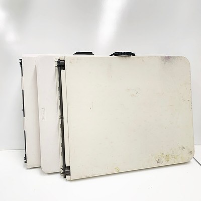 Three 1.8m Fold-up Plastic Trestle Tables