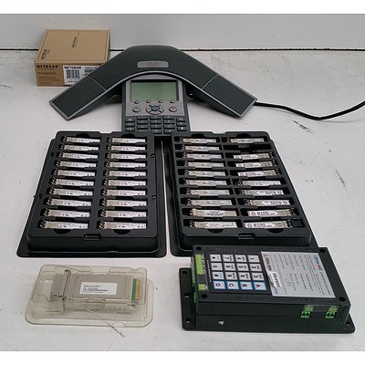 Bulk Lot of Assorted IT and Teleconferencing Equipment - Networking Modules, Access Points & Office Phones
