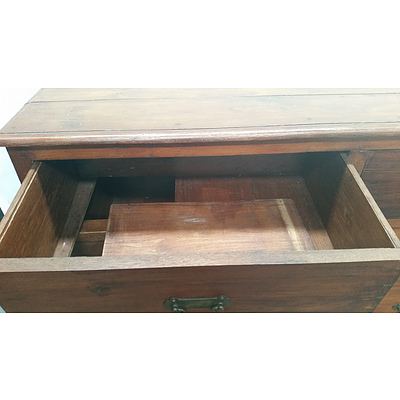 Substantial Stained Pine Chest Of Drawers
