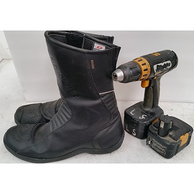 Dririder Motorcycle Boots and Panasonic Cordless Drill