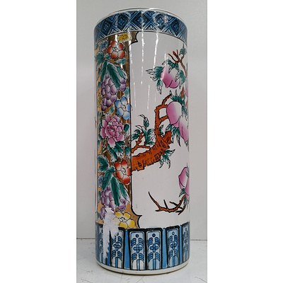 Pair of Carlton Ware Mikado Urns and a Modern Chinese Polychromed Porcelain Hat Stand With Peach and Peony