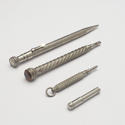 Three Vintage Mechanical Propelling Pencils and a Case