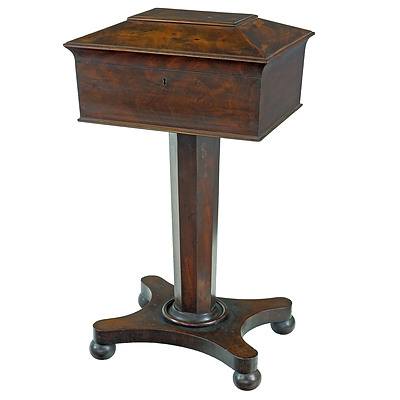 William IV Flame Mahogany Teapoy Circa 1835