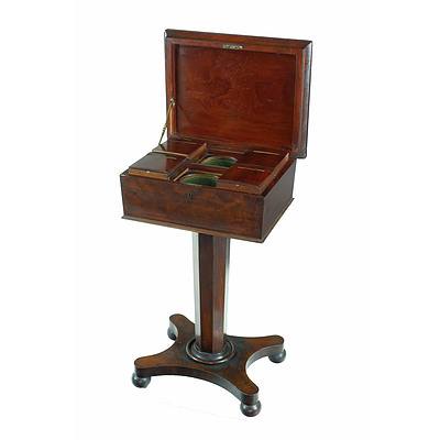 William IV Flame Mahogany Teapoy Circa 1835