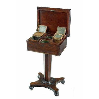 William IV Flame Mahogany Teapoy Circa 1835