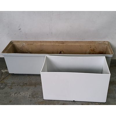 Gloss White Rectangle Planter Box - Lot Of 2