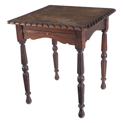 Oak Lamp Table With Slide Out Tray Circa 1920's