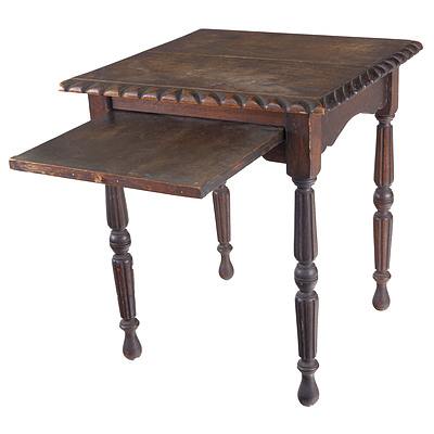 Oak Lamp Table With Slide Out Tray Circa 1920's