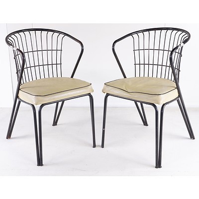 Six Retro Steel and Vinyl Upholstered Chairs Circa 1960s