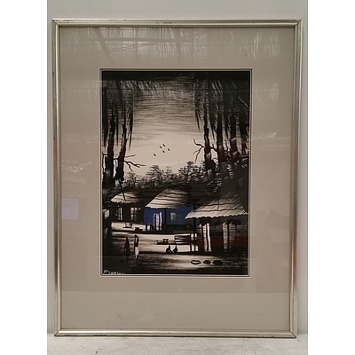 P Yambay, Southeast Asia School Painting, Ink on Paper