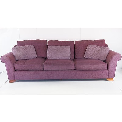 Morgon Purple Fabric Upholstered Three Seater Lounge
