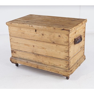 Antique Rustic Baltic Pine Small Chest with Iron Handles