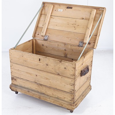 Antique Rustic Baltic Pine Small Chest with Iron Handles