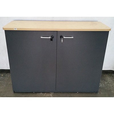 Grey Personal Storage Cabinet With Timber Top