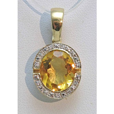 9ct Gold Natural Citrine Pendant