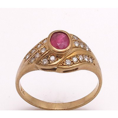 Vintage 9ct Gold Ruby & Diamond Ring