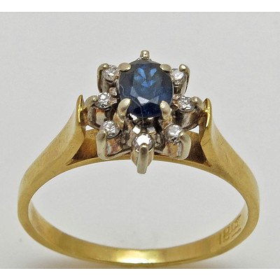 Vintage Sapphire & Diamond Cluster Ring