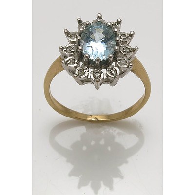 9ct Gold Topaz & Diamond Ring