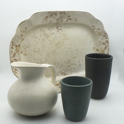 Large Group of Antique and Vintage Ceramics Including, Royal Doulton Autumn Glory Cake Plate, Pates Potteries Vase, Carlton Ware, Crown Devon, and More