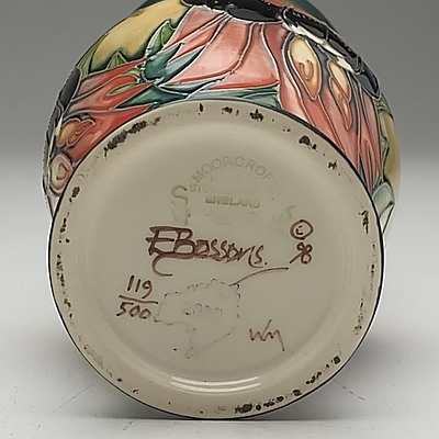 Moorcroft Sturt Desert Pea Vase Designed by Emma Bossons, Edition 119/500, Circa 1998