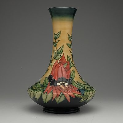 Moorcroft Sturt Desert Pea Vase Designed by Emma Bossons, 87/100, Circa 1998