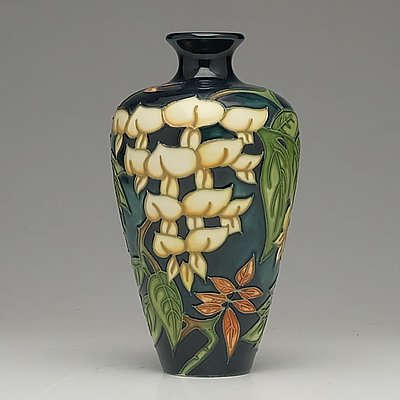 Moorcroft Yellow Wisteria Vase Designed by Philip Gibson, 1998