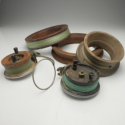 Five Vintage Fishing Reels, Including Alvey
