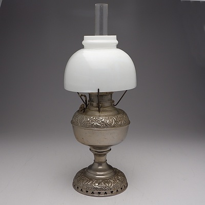 Antique American Nickel Plated Brass Miller New Juno No 1 Oil Lamp