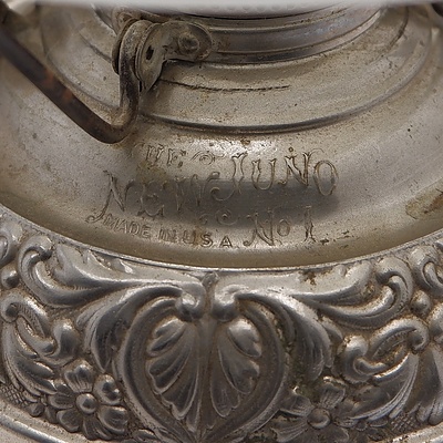 Antique American Nickel Plated Brass Miller New Juno No 1 Oil Lamp