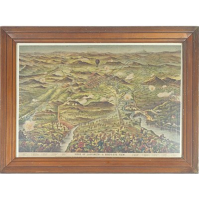 Vintage Coloured Print, Siege of Ladysmith - A Bird's-Eye View