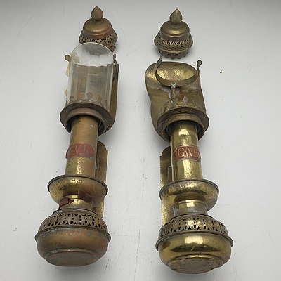 A Pair of Antique Great Western Railway Brass Carriage Lanterns
