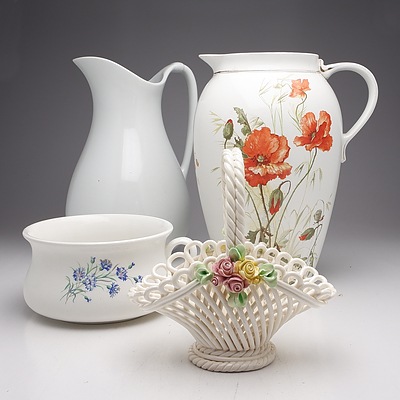 Group of Porcelain Jugs, Including Meakin Stoke on Trent and More