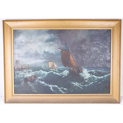 D. Thompson Early Seascape Oil on Canvas