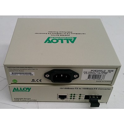Alloy (POE200LC) POE200 Series 10/100Base-TX to 100Base-FX Converter - Lot of 26