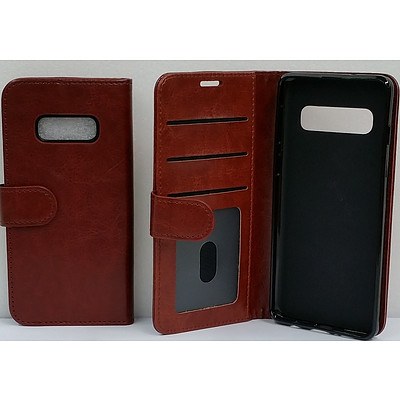 Brown Vinyl Wallet Case for Samsung Galaxy S10e - Lot of 70 - Brand New - RRP $1500.00