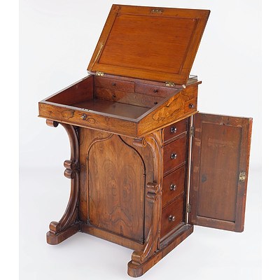 Good Early Victorian Rosewood Davenport with Pierced Brass Gallery Circa 1850