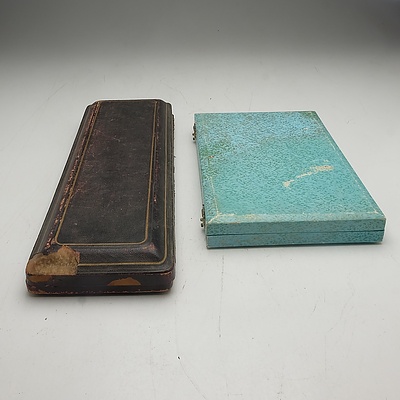 Victorian Ivory And Silver Plate Fish Servers and Grosvenor Plate Boxed Flatware Set