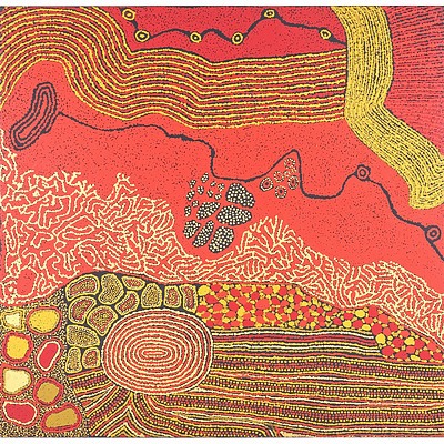 Rini Tiger (Amata, Dates Unknown) Perentie Man Creation Story 2010, Oil on Canvas